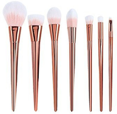 

Amarkup Professional Eyeshadow Set Bold Metal Collection Kabuki Blush Eyeliner Eyebrow Brush Kits (pink)(Pack of 7)