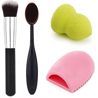 

Toopoot Makeup Tools, Makeup Brush Makeup Sponge Makeup Brush Cleaner Foundation Brush(Pack of 4)