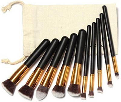 

Hong Kong Professional Makeup Brushes Set Makeup Brushes Kit Draw String Makeup Ba(Pack of 10)