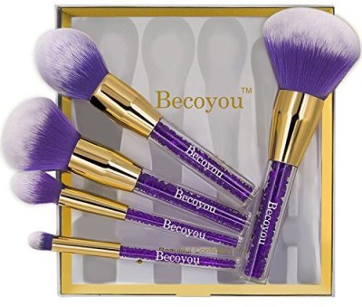 

Becoyou Professional Makeup Brush Set With Rhinestone Acrylic Smooth Handle Cosmetic Brushes Kit, Purple(Pack of 5)