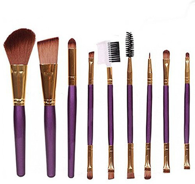 

Polytree Blush Lip Makeup Eyebrow Eyeliner Brush Set (purple)(Pack of 9)