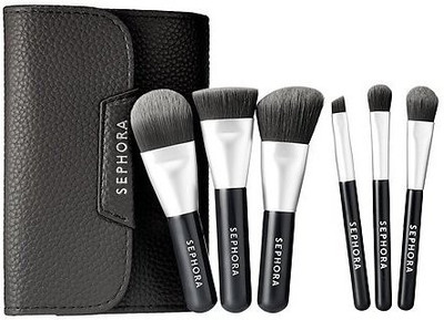 Sephora Collection Mini Deluxe Charcoal Antibacterial Brush Set(Pack of 6)