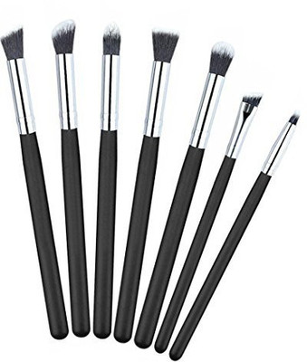 

Hunputa New Cosmetic Makeup Brush Lip Makeup Brush Eyeshadow Brush (black & Silver)(Pack of 7)