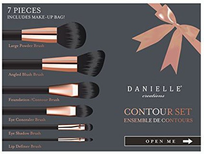 

Danielle Makeup Brush Set With Roll-up Carrying Case, Black Metallic Crackle(Pack of 7)