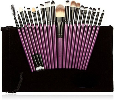 

Mefeir Black Ferrule Cosmetic Brush Set With Flannel Bag(Pack of 20)