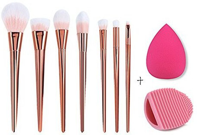 

Cokate Comb Makeup Set, Brush-1pc Eggbrush Cleaner-1pc Water Droplets Soft Sponge Puff Rose Gold(Pack of 7)