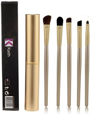 

Kaith Eye Professional Wooden Handle Smoky Brush Lipbrush Eyeshadow Bush With Luxury Case (glod)(Pack of 5)