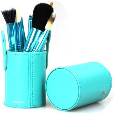 

Kolight Professional Makeup Brush Set Cosmetic Brush Kit Makeup Tool With Cup Leather Holder Case (sky-blue)(Pack of 12)