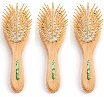 

GranNaturals Detangling Wooden Bristle Hair Brush - Small, Travel Size (Pack of 3)