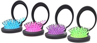 

LOUISE MAELYS 4pcs Folding Pocket Hair Brush Comb with Mirror Travel Set Gift Idea