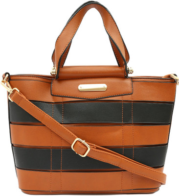 

Pepgirls Hand-held Bag(Tan, Black), Black;tan