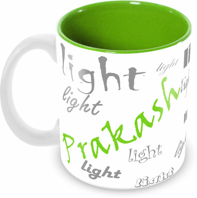

Tuelip stylish customize name "PRAKASH" with meaningful Printed Tea & Coffee 350 ML Ceramic Mug(350 ml), Green