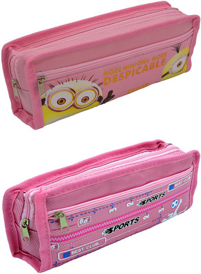 

Hrinkar Cartoon Printed Art Plastic Pencil Boxes(Set of 2, Pink)