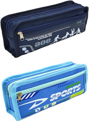 

Hrinkar Cartoon Printed Art Plastic Pencil Boxes(Set of 2, Blue)