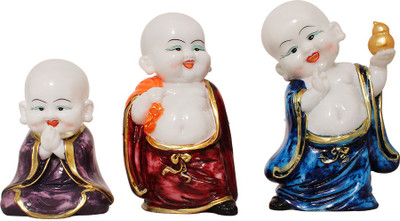 

Art N Hub Set of 3 Fengshui God Laughing Buddha in Child Look Vastu Idol - Handicraft Decorative Home Décor God Figurine / Antique Statue Gift item Decorative Showpiece - 26 cm(Earthenware, Multicolor)