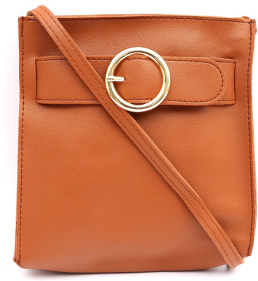 

Pepgirls Girls Casual Tan Leatherette Sling Bag
