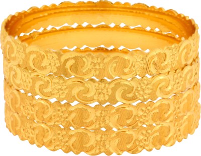 the jewelbox Brass Gold-plated Bangle Set(Pack of 4)