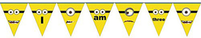 

PARTY PROPZ MINION BIRTHDAY DECORATION / MINION AGE BUNTING THREE/ MINION PARTY SUPPLIES Pennant Banner(5 ft, Pack of 1)