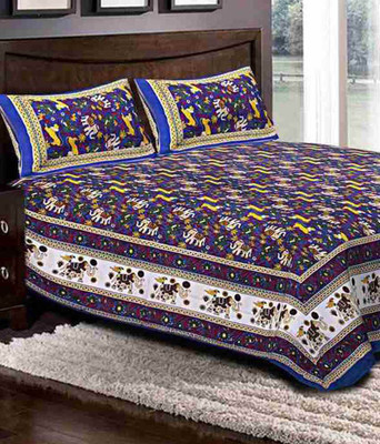 clarks creation Cotton Double Printed Bedsheet(Pack of 1, Multicolor)