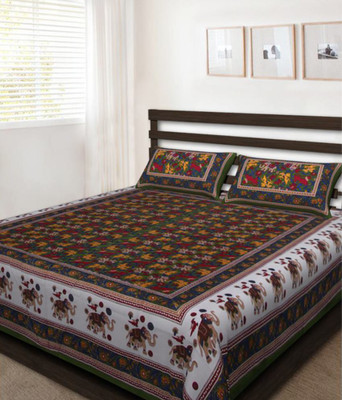 

clarks creation Cotton Double Printed Bedsheet(Pack of 1, Multicolor)