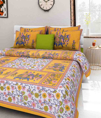 

clarks creation Cotton Double Printed Bedsheet(Pack of 1, Multicolor)