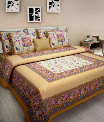 

clarks creation Cotton Double Printed Bedsheet(Pack of 1, Multicolor)