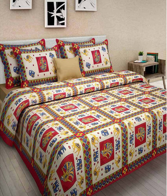 

clarks creation Cotton Double Printed Bedsheet(Pack of 1, Multicolor)