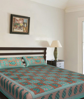 Fagna Creation Cotton Double Printed Bedsheet(Pack of 1, Multicolor)
