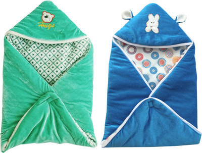 

My NewBorn Cartoon  Hooded Baby Blanket(Polyester, Green, Blue, Blue;green