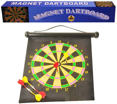 

Smiles Creation 17" Roll-Up Double side Magnetic Hanging Board with 4 Magnetic Darts Toy for kids Board Game