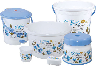 

Meded Jumbo Bathroom Set 6 pcs 22 L Plastic Bucket(Blue, White)