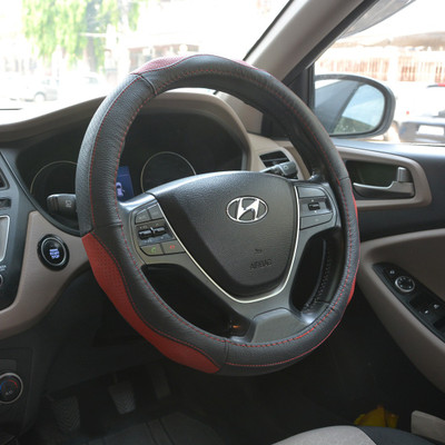 

OSHOTTO Steering Cover For Universal For Car Universal For Car(Black, Red, Leather)