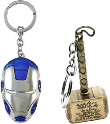 

FurMito Metal Thor Hammer-Blue Iron Man Key Chain(Multicolor)