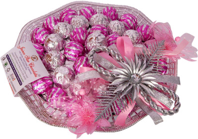 

Jainco Star Chocolates Silver Pink Tray 2 Type of Chocolate Gift Pack Caramels(40)