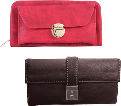 

Lady bar Casual Red, Brown Clutch, Brown;red