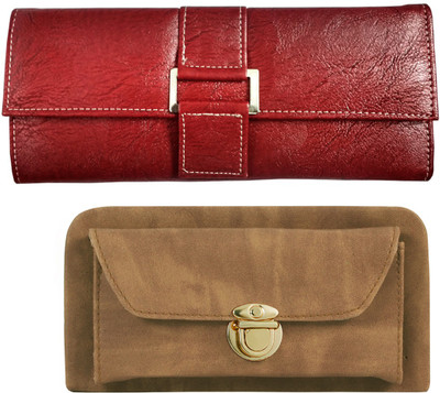 

Lady bar Casual Red, Brown Clutch, Brown;red
