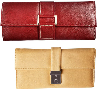 Lady bar Casual Red, Beige Clutch, Beige;red