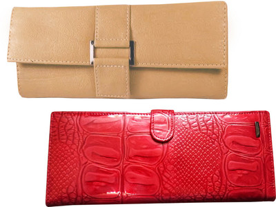 

Lady bar Casual Tan, Red Clutch, Red;tan
