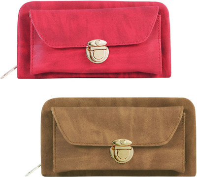 

Lady bar Casual Red, Brown Clutch, Brown;red