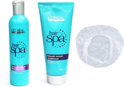 

L'Oreal Paris Hair Spa Set of 3 (Smooth Revivial Shampoo+Conditioner+Shower Cap)(Set of 2)