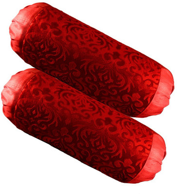 

BELIVE-ME Floral Bolsters Cover(Pack of 2, 40 cm*75 cm, Red)