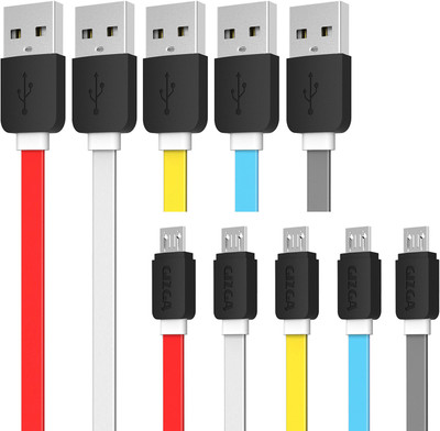 

Gizga Essentials Tangle-Free (1 meter/ 3.2 Feet) Fast Charging USB Cable(Red, White, Yellow, Blue, Grey), Blue;grey;red;white;yellow