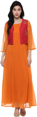 40 OFF on Trishaa by Pantaloons Women Maxi Orange Dress on