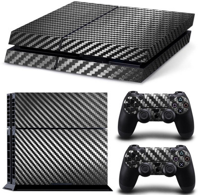 

TCOS Tech Carbon Skin Sticker Cover For Console And Controller Gaming Accessory Kit(Black, For PS4)