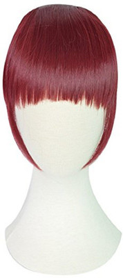 

Kabello Adjustable Clip on bangs front fringes , Wine Red Hair Extension