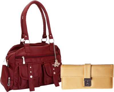 

Lady bar Hand-held Bag(Maroon, Beige), Beige;maroon