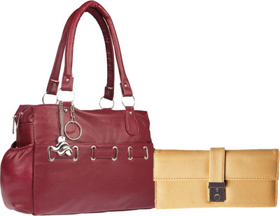 

Lady bar Hand-held Bag(Maroon, Beige), Beige;maroon