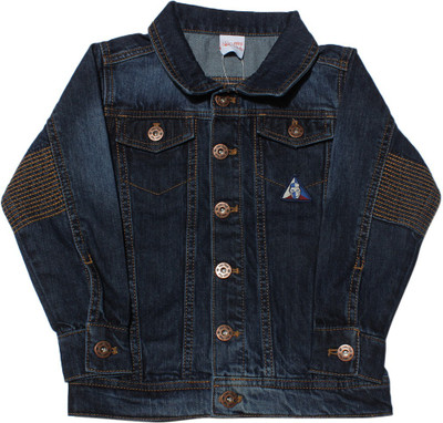 

FS Mini Klub Full Sleeve Solid Boys Jacket, Dark wash