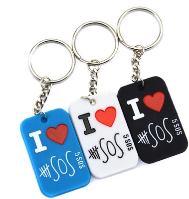 

24x7 Premium 5 Seconds Of Summer Set Of 3 Black, White, Blue Silicone Keychain 50x30 MM 5 SOS Key Chain