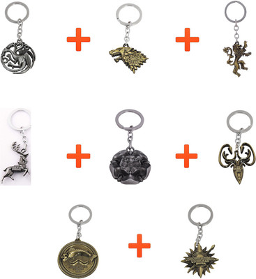 

24x7 Premium Game Of Thrones Combo Of 8 Metal Key Chain